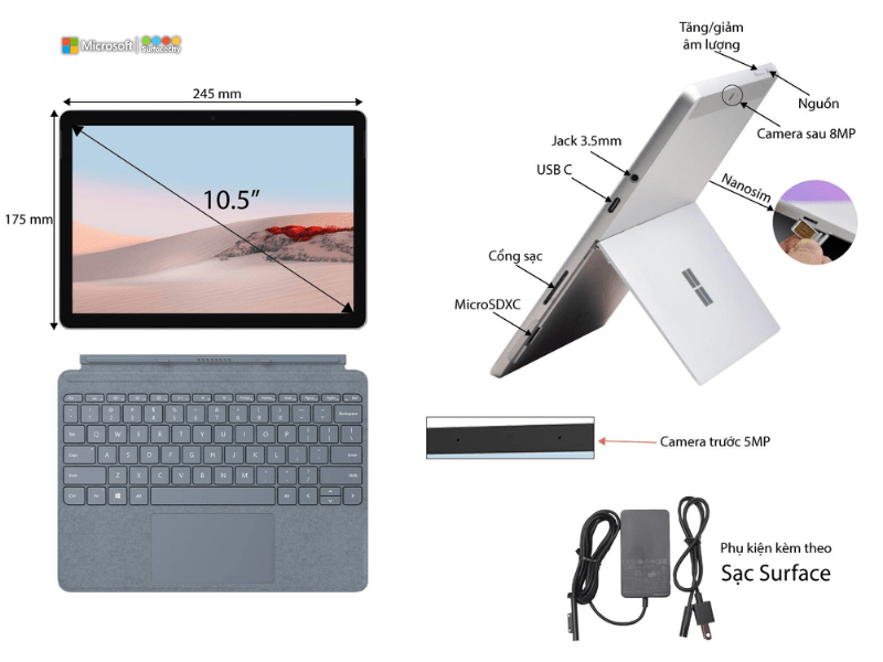 Thiết kế cơ bản về Surface Go 2